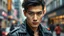 Placeholder: portrait, an realistic handsome 30 years old attraktive korean man with bad boy vibe, medium long dark hair, stunning dark eyes looks suggestively, masculine mouth and chin. sharp focus, high detalied, extrem realistic, black leather coat, or shirt, background in city, perfect photo