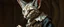 Placeholder: amish space alien lynx dressed in amish outfit, painted by Rembrandt, Escher and Giger and some anime genious