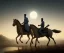 Placeholder: painting of a tall Muslim man riding a horse, at night woods, night stars, 8k, realistic, golden fog