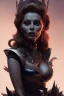 Placeholder: Sophia Loren as evil queen in black leather, cleavage, angry, stern look. character design by cory loftis, fenghua zhong, ryohei hase, ismail inceoglu and ruan jia. unreal engine 5, artistic lighting, highly detailed, photorealistic, fantasy