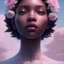 Placeholder: Closeup face portrait of a ebony girl wearing crown of flowers, smooth soft skin, big dreamy eyes, beautiful intricate colored hair, symmetrical, anime wide eyes, soft lighting, detailed face, by makoto shinkai, stanley artgerm lau, wlop, rossdraws, concept art, digital painting, looking into camera