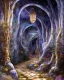 Placeholder: mystical silver mine, Neo-Impressionism, detailed, {{minecart with silver ore inside}}, rocks, mineshaft, silver ore