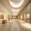 Placeholder: Museum design with “interactive exhibition halls”, natural lighting, modern style, earthy colours