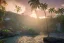 Placeholder: island waterfall palms twigs spring sunset rainbow bridge birds