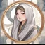 Placeholder: anime Only the face Muslim Pretty impressive women inside a circular frame,Portrait image,professional look