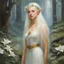 Placeholder: "In stature the Elves are said to be equal to the generality of the human race, but are more slim and delicate. Their young females are described as extremely beautiful, slender as lilies, white as snow, and with sweet, enticing voices:" painted by james gurney