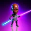 Placeholder: Bald Samuel jackson purpleGlow jedi bobblehead holding a (purple) lightsaber sword and boots