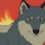 Placeholder: wolf with fire around him