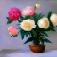 Placeholder: peonies in a water bowl