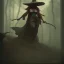 Placeholder: franz frazetta style, witch lurking in the forest clearing, dusk, morrigan dragon age