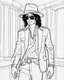 Placeholder: Outline art for coloring pages with MICHAEL JACKSON , white background, sketch style, only use black outline, white background, no shadows and well and clear outline , white background, sketch style, only use black outline, white background, no shadows and well and clear outline