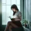 Placeholder: Study girl read a book in by the window, movie, real photo realistic, unreal engine, cinematic lighting --ar 1:1 creative