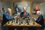 Placeholder: Putin, President Xi Of China And Joe Biden Play Chess With Atomic Bomb Mushroom Cloud,Complex Surgical Instruments Intermixed With A Newborn Boy,Minimalism,Painting By Adrian Ghenie,Rene Magritte,Pablo Picasso,Michelangelo,Salvador Dali,Lucian Freud