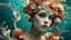 Placeholder: Beautiful young faced meemaid under water, wearing palimpsest art nouveau lace embossed sea shell and creatures ornate costume, adorned with palimpsest art nouveau sea creatures, sea horse. Shell coralls headdress and ribbed with árt Nouveau coralls flower and seapearls costume organic bio spinal ribbed detail of under water art nouveau sea shell embossed extremely detailed art nouveau style maximálist hyperrealistic concept árt portrait