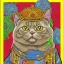 Placeholder: british shorthair cat, detailed, pattern, manga, "naruto", Masashi Kishimoto, anime, ninja, jujitsu