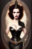 Placeholder: painting of christina hendricks as evil queen in black leather, feminie, angry, volouptous, busty, cleavage, emperious, mature, highly detailed, digital painting, artstation, concept art, smooth, sharp focus, illustration, art by gaston bussiere and alphonse mucha