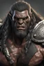 Placeholder: male, gray skin, orc, fighter, character, portrait, warrior, gladiator, bodybuilder, strong, war, detailed, fantasy, concept art, long hair, black hair, scary, stare, rage, barbarian, octane render, detailed art, 8k resolution, face, dreads hair, terry crews, dwayen jhosson, conan, barbarian armor, intimidation, war background, sun overlay, 50mm, photography, volumetric light