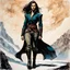 Placeholder: Create an aquatint portrait of an epic fantasy Lankhmar female thief character , slim in stature, with shoulder length hair, finely lined and detailed facial features, in an fur collared leather doublet and breeches , a short oriental cloth belt at the waist, stealthy soft leather slippers, , in the comic book style of Bill Sienkiewicz, Howard Chaykin, Mike Mignola, Philippe Druillet, and Jean Giraud Moebius, precisely drawn, colored and inked,