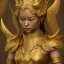 Placeholder: statue 3D japanese viking Girl silver, Thai pattern, Thai dress, detailed pattern, pattern, template, prototype, weaving gold 4k golden face wing golden eyes