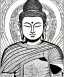 Placeholder: comic book line art, black and white, buddha, pencil and ink manga drawing, clean ink detailed line drawing