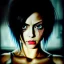 Placeholder: portrait oil on canvas, beautiful punk busty female Alita Battle Angel, intense stare, sad glowing eyes, post-apocalyptic in a cyberpunk city,minimal skintight latex dress, bladerunner movie poster, realistic, intriacte detail,rainy, sci-fi fantasy style, masterpiece, volumetric lighting, particles, highly detailed ,cinamatic , deep colours,8k, in the style of Kaare Andrew