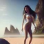 Placeholder: Asian women on the beach hot day atmospheric, realistic, unreal engine, lighting, octane render, full body, pleasuring