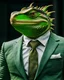 Placeholder: A Person with a lizard Head Wearing a suit