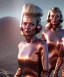 Placeholder: Ultra Realistic retro sci-fi movie scene, waist up view portrait, 3 clones blonde women, sweet young Kate moss face, perfect iris, glow eyes, face makeup. Mars and martians background, Retro sci-fi style, helmet, tight latex coat, fog, rain, soft color, highly detailed, unreal engine 5, ray tracing, RTX, lumen lighting, ultra detail, volumetric lighting, 3d, finely drawn, high definition, high resolution.