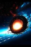 Placeholder: Intense worm Hole explosion in deep space. Wormhole apocalypse wipes out Universe. Worm-hole collision explodes in outer space. Epic galaxy with growing black hole. Cinematic interstellar