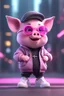 Placeholder: cartoon cute Pig with white and sneakers, Cyberpunk realism style, front view,wearing a pair of black glasses, zbrush, Arys Chien and light magenta, lit children, 32k uhd, street fashion, round,8k,HD