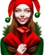 Placeholder: girl in red green, close up portrait, Christmas, smiling, cute, beautiful