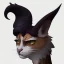 Placeholder: cat gargoyle with goat horns and wings on its back Nick Harris style