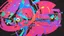 Placeholder: A Close Up Of A Painting On A Black Background, Memphis Group, Orbital Graphical Lines, Ikebana, By Gerard Sekoto, Connectedness, Vibrant Composition And Color, Detailed Diagrams, Whirling Gasses, Inflateble Shapes, Inkscape, Expansive Grand Scale, Reeds