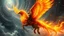 Placeholder: A warrior riding a massive, glowing phoenix through a storm of swirling galaxies, their armor shimmering like starlight. Photographic quality and detail, award-winning image, beautiful composition.