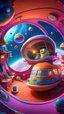 Placeholder: big ass solicitor floating around in space among weird living space camper ship driving down weird twisted track, spelljammer, Pixar-inspired, expertly crafted in a whimsical and vibrant cartoon style. is masterfully rendered in a lifelike 3D design, which captivates viewers with there irresistible charm. The background is filled with warm, inviting colors and a 3D render, creating a cinematic. depth of field