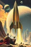 Placeholder: 70s scifi art, alien planet, fantasy, ancient worlds, rocket