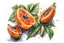 Placeholder: PAPAYA fruit, whole and cut, , watercolor, artstation trends, sharp focus, studio photography, intricate details, high detail, by Greg Rutkowski