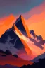 Placeholder: basic paint of big rock mountains with and orange dawn sky with no clouds close montains