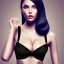 Placeholder: black hair lady model bra with cat