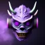 Placeholder: oni purple mask in galaxy, teal and purple smoke, detailed, realistic, 4k