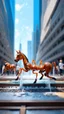 Placeholder: motion blur, high speed transparent ant horse train space thrusters above sky scrapers in fountain in the style of Escher, bokeh like f/0.8, tilt-shift lens 8k, high detail, smooth render, down-light, unreal engine, prize winning