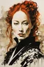 Placeholder: Tori Amos as a malevolent goth vampire girl , painting by Yoji Shinkawa and Katsushika Hokusai