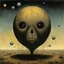 Placeholder: Vivisection of the spheres, dark shines war, Bridget Bate Tichenor and Joan Miro and Zdzislaw Beksinski deliver a surreal masterpiece, muted colors, sinister, creepy, sharp focus, dark shines, asymmetric, randomly upside-down elements