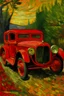 Placeholder: portrait of a Red car by Van gogh