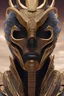 Placeholder: black male African Egyptian alien, cracks in the voodoo head, wicked, eyes, crown, Elephant, 8k, finely detailed, photo realistic, tiger turquoise skull head gold dragon space alien snow skeleton gold teeth silver crown silver space face mask