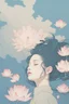 Placeholder: wind blowing from below, loose lines, only lotus flowers, glowing from within, pastel colors, sense of liberation, concept art, art by james jean, takato yamamoto, 4k, concept art, illustrative
