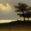 Placeholder: George Inness, painting, trees, ocean, waves, lightning, photo realistic, 8k,