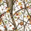 Placeholder: detailed Real Tree Camouflage made of sticks, twigs, tree bark, green pine branches, dried maple leaves, snow and dirt, white background, seamless repeatable texture camo pattern