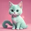 Placeholder: A delightful and adorable cartoon illustration featuring a cute mint-colored cat against a charming pink background, (delightful illustration:1.4), (adorable cartoon cat:1.5), (charming pink background:1.3), (expressive mint hues:1.2), inspired by the styles of cute cartoon artists, trending on ArtStation, Intricate, Sharp focus, vibrant lighting, (whimsical:1.4), (playful ambiance:1.3), (lush fur details:1.5), Cartoon, Masterful, Captivating, High Detail, Cinematic view