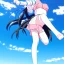 Placeholder: Anime girl kicking high side view